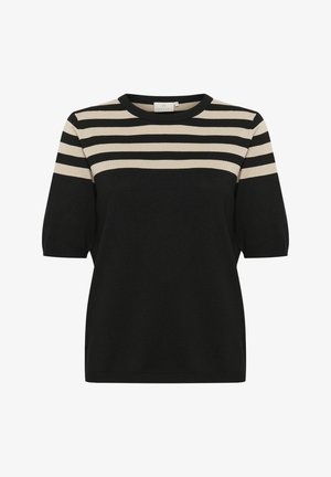 Kaffe KALIZZA STRIPED - Tricou cu imprimeu - black feather gray half stripe