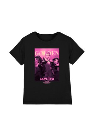 NETFLIX, KPOP DEMON HUNTERS  HUNTRIX GOLDEN POSTER PINK UNISEX - Print T-shirt - black