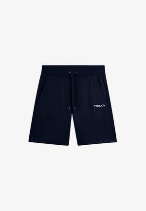 Pantaloncini casual blu navy con tasche anteriori, vita regolabile con coulisse e logo "FREDDY" sul lato destro.