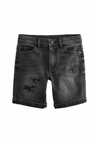 Next - DISTRESSREGULAR FIT - Denimové šortky - black Miniatúrny obrázok 1