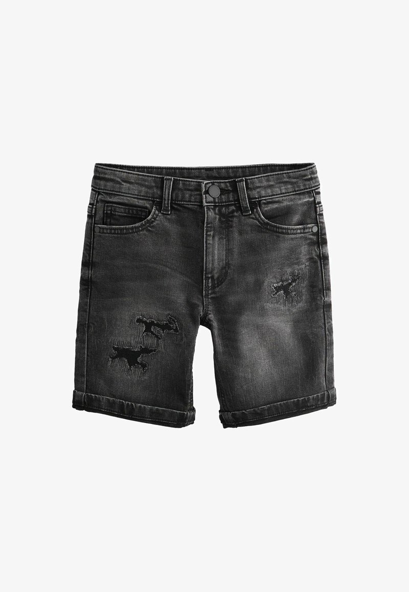 Next DISTRESSREGULAR FIT - Denimové šortky - black