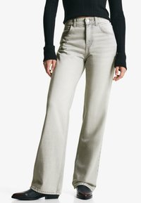 WIDE - Straight leg jeans - mottled dark grey