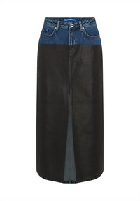BLOCKED DENIM - Maxikjol - washed blue black coated