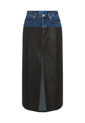 Karl Lagerfeld Jeans BLOCKED DENIM - Maxi skirt - washed blue black coated