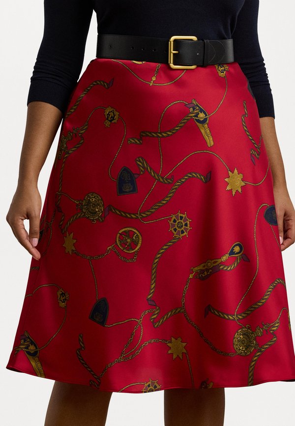BELTING PRINT SATIN CHARMEUSE MIDI SKIRT - A-line skirt3