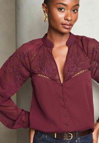 Lipsy LONG SLEEVE GRANDAD COLLAR - Pusero - red
