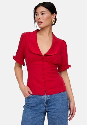 RACHEL VINTAGE INSPIRED SHORT SLEEVE - Bluse - red