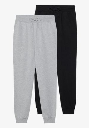 2 PACK - Pantalones deportivos - mottled light grey/black