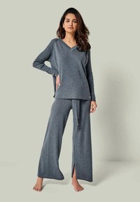 YOU LOOK PERFECT DORINA - MERINO WOLLE V-PULLOVER - Pyjama top - anthrazit