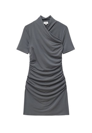 & OTHER STORIES, & OTHER STORIES DRAPED WRAP MINI DRESS - Etuikleid - dark grey