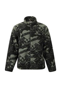 Ed Hardy LOVE KILLS SLOWLY AOP ZIP THRU BORG - Giacca in pile - black
