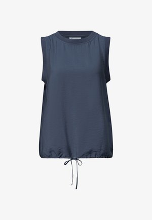 Street One, BLUSENTOP MIT RUNDHALS UND TAPE-DETAIL - Bluse - ashen blue