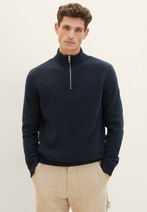 TOM TAILOR TROYER MIT RECYCELTEM - Strickpullover - captain navy melange