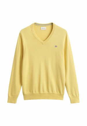 GANT, CLASSIC V-NECK - Strickpullover - light mustard yellow
