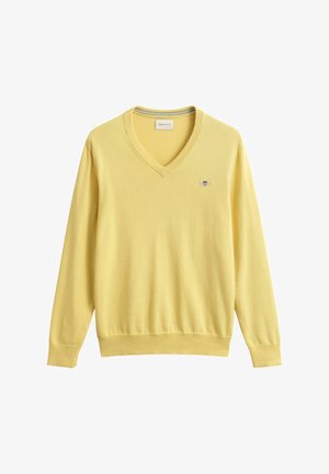 GANT, CLASSIC V-NECK - Strickpullover - light mustard yellow
