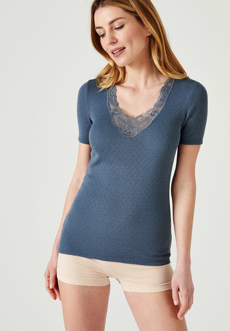 Damart AJOURÉE GUIPURE À L ENCOLURE  - Maglietta intima - gris ardoise
