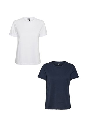 2ER PACK PAULA - Basic T-shirt - weiß dunkelblau