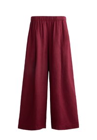 LINEN WIDE STRAIGHT-LEG - Hlače - bordeaux
