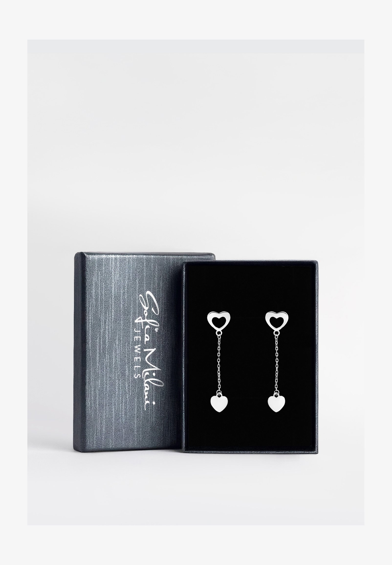 Orecchini Pendenti Sofia Milani In Argento 925 – Design A Cuore Scanalato, Placcato Rodio, Ipoallergenici, In Confezione Regalo