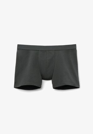 Dunkelgraue Stretch-Cotton-Boxershorts mit einem weichen Bund, ausgestattet mit einem Frontpouch und glatten, abgerundeten Beinöffnungen.