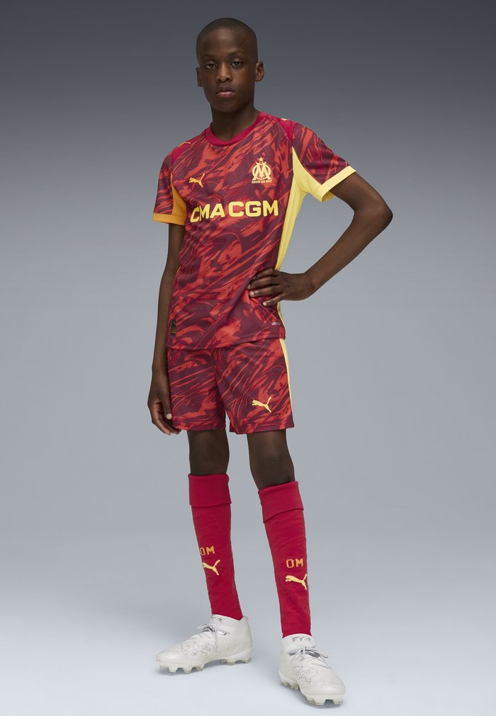 PUMA OLYMPIQUE DE MARSEILLE 25/26 - Sports shorts - dark crimson-sunny yellow-dark poppy