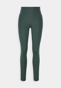 Hoch taillierte Leggings in Dunkelgrün, aus glattem, dehnbarem Material. Verfügt über ein enganliegendes Design mit nahtloser Verarbeitung und ohne sichtbare Beschläge.