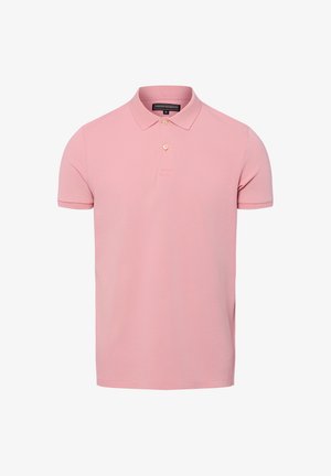 Polo pour homme à manches courtes de couleur rose clair avec deux boutons beige et un col, sans motifs ni logos visibles à l'avant.