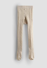 Bežīgas adītas zeķes ar ribotām stīgām. Mīksta tekstūra un elastīga josta. Pilna garuma dizains ar pastiprinātu pirkstu un papēdi.