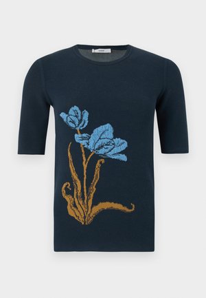 SHORT SLEEVE TOP - Μπλουζάκι με στάμπα - navy
