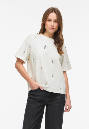 VILA VIMONIE FLORAL - T-shirt imprimé - snow white
