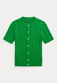 CABLE KNIT COTTON SHORT SLEEVE CARDIGAN - Kardigan - preppy green