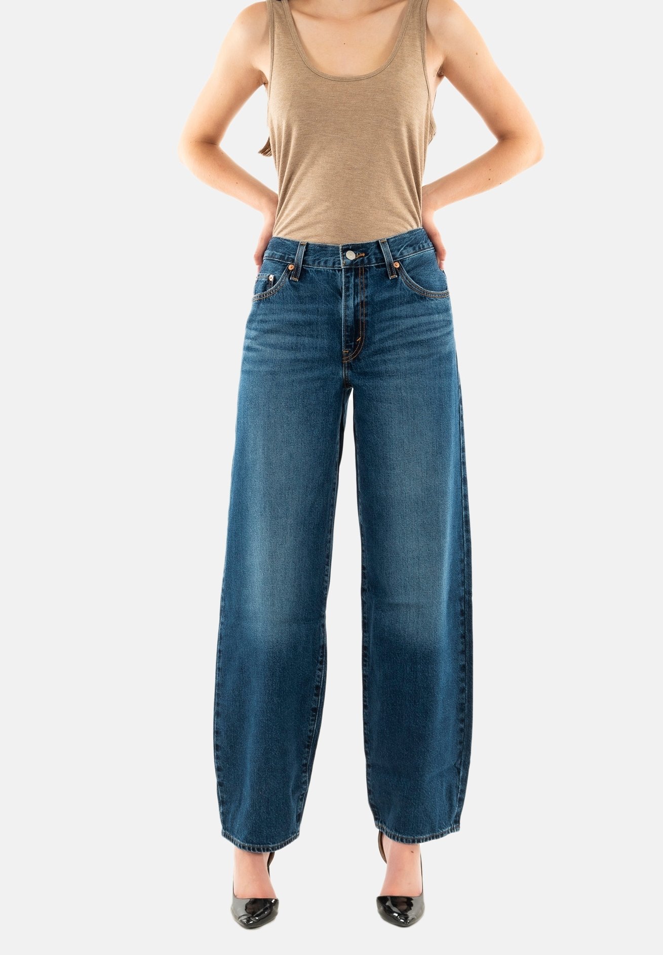 Jean boyfriend 8, D01 Denim de coton bleu foncé