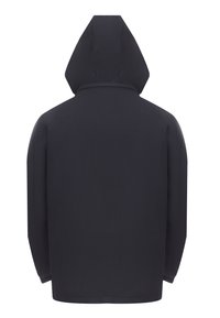 Sort hættetrøje med en glat, mat finish. Har lange ærmer og en lige pasform. Enkel, funktionel design uden synligt hardware.