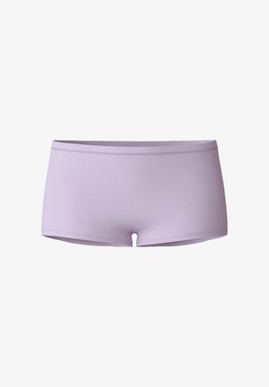 Lila katoenen boxershorts met een gladde textuur, voorzien van een lage tailleband en subtiele strepen aan de bovenkant voor extra detail.