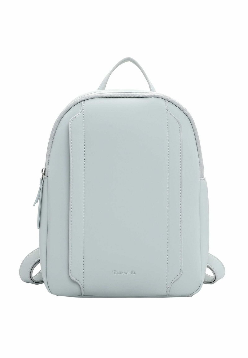 Hele sinine nahast seljakott, millel on sile pind, ümarad servad, pealmine käepide ja reguleeritavad õlarihmad. Omadusteks on diskreetne logo.