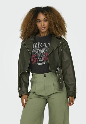ONLY KUNST - Imitatieleren jas - dark green