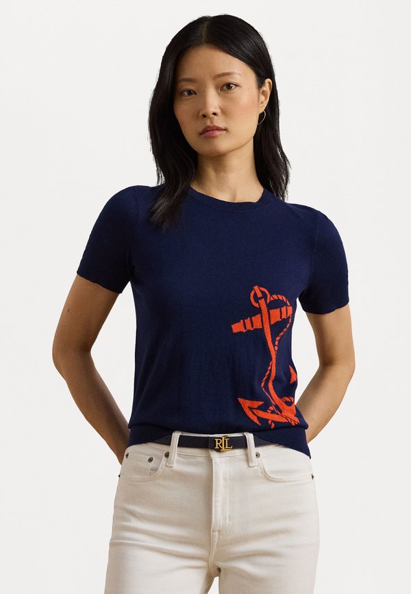 INTARSIA KNIT SHORT SLEEVE SWEATER - Print T-shirt