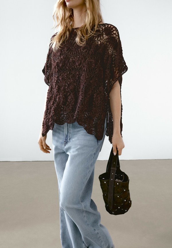 Print T-shirt - mottled bordeaux