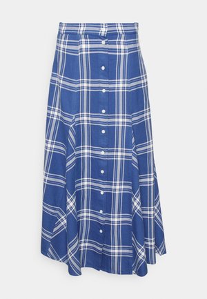 BUTTON-FRONT TWILL MIDI SKIRT - A-line skirt - blue/white