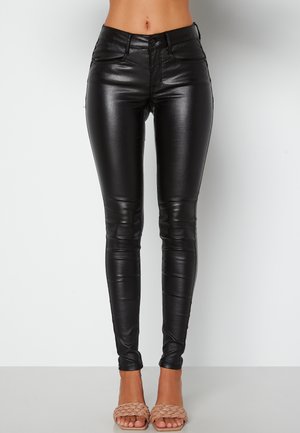 MID WAIST PUSH-UP COATED JEANS - Skinny džíny - black