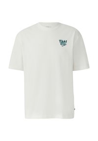 T-shirt blanc à manches courtes avec le texte "Sortie Scolaire" imprimé en vert sur la poitrine gauche.