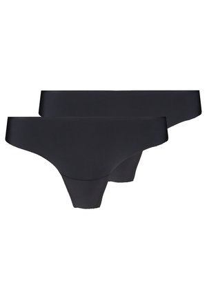 Fekete pamut keverék bikinialj, sima textúrával, alacsony derékkal és varrás nélküli szélekkel. A csomagban két pár található.