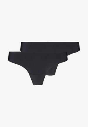 Črne tangice iz bombažne mešanice z gladko teksturo, nizkim krojem in brezšivnimi robovi. Pakiranje vključuje dva para.