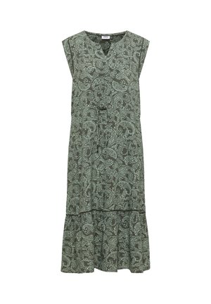 Cecil, MIDI DRESS WITH SPLIT NECK AND PRINT - Day dress - khaki