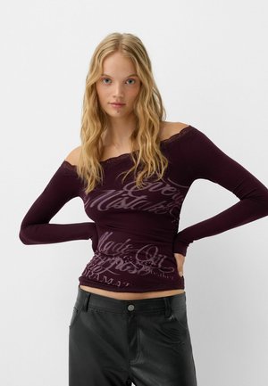 Bershka Top s dlouhm rukvem - bordeaux