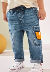 Next UTILITY - Jeans a sigaretta - mid blue denim with tiger