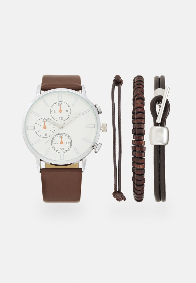 Pier One SET - Orologio - cognac/silver-coloured/cognac Pier One SET - Orologio - cognac/silver-coloured/cognac