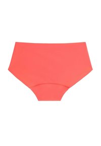 Parte inferiore del costume da bagno alta vita in corallo, realizzata in un tessuto liscio ed elastico. Presenta un design senza cuciture con una fascia larga in vita per il massimo comfort.