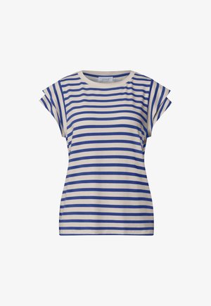 Street One Studio, T-SHIRT WITH VOLANT-SLEEVES AND PRINT - T-shirt print - optic blue