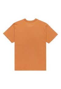 T-shirt met korte mouwen in effen oranje, gemaakt van zachte stof, met een ronde halslijn en een eenvoudig, recht gesneden ontwerp.